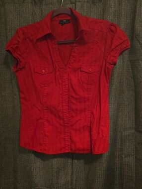 Iz Brand Bright Red Short Sleeve Button-Down Shirt